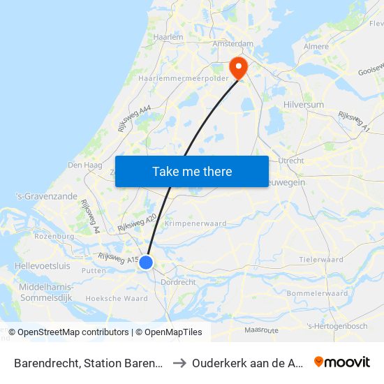 Barendrecht, Station Barendrecht to Ouderkerk aan de Amstel map