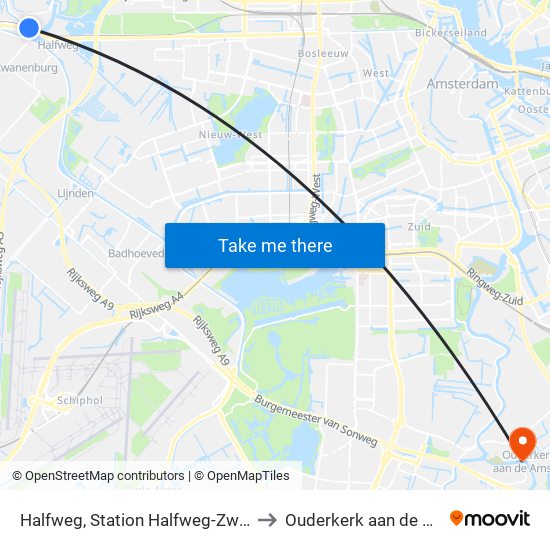 Halfweg, Station Halfweg-Zwanenbrg to Ouderkerk aan de Amstel map