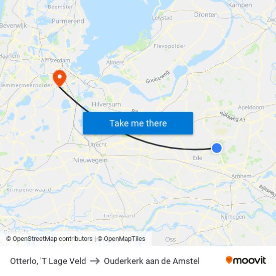 Otterlo, 'T Lage Veld to Ouderkerk aan de Amstel map