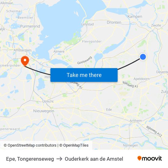 Epe, Tongerenseweg to Ouderkerk aan de Amstel map