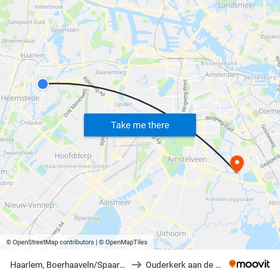 Haarlem, Boerhaaveln/Spaarne Gasth to Ouderkerk aan de Amstel map