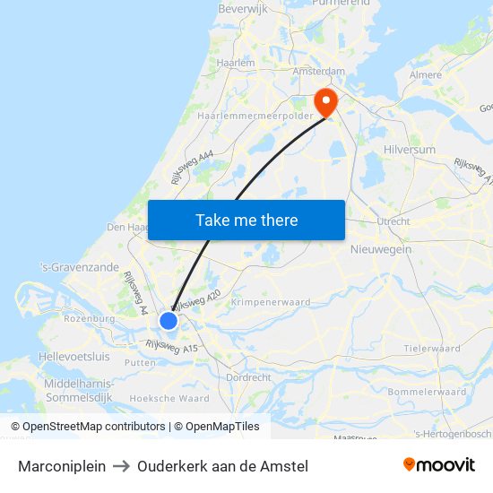 Marconiplein to Ouderkerk aan de Amstel map