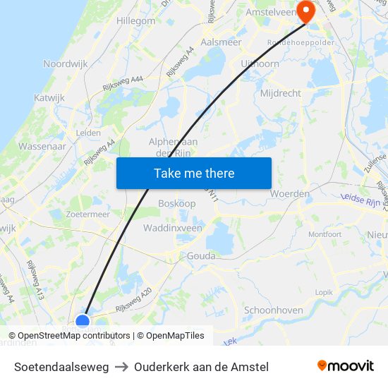 Soetendaalseweg to Ouderkerk aan de Amstel map