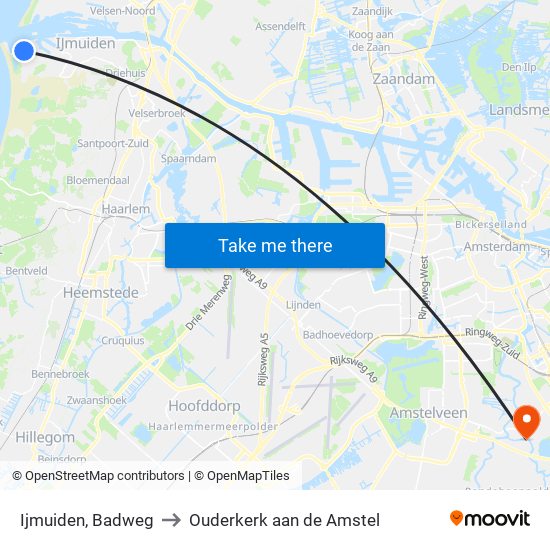 Ijmuiden, Badweg to Ouderkerk aan de Amstel map