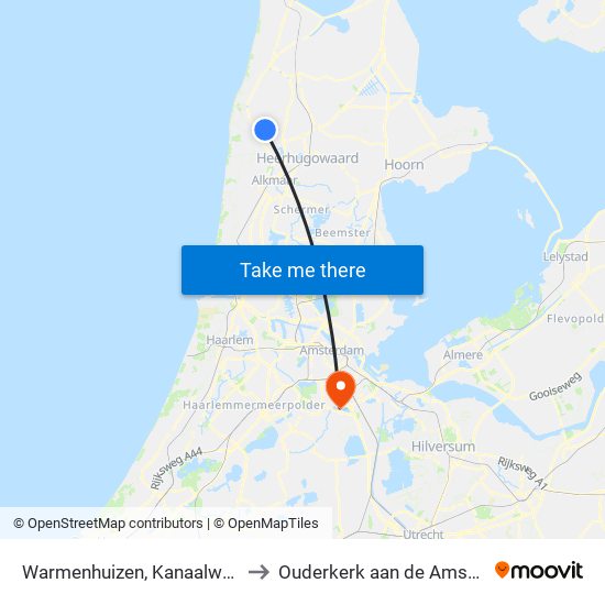 Warmenhuizen, Kanaalweg to Ouderkerk aan de Amstel map