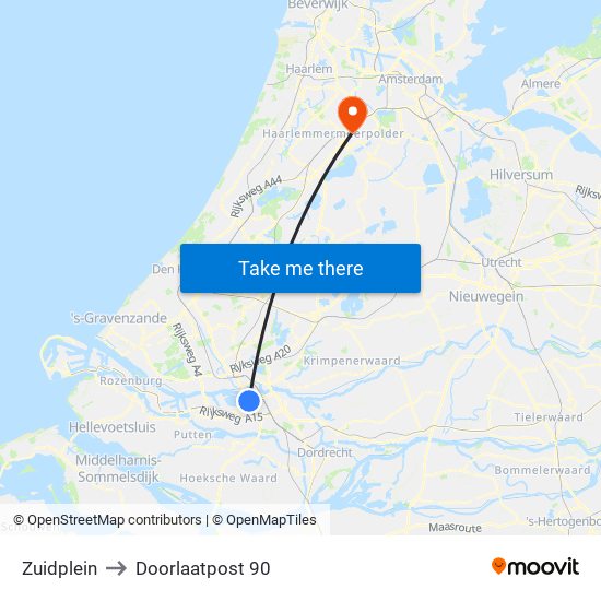 Zuidplein to Doorlaatpost 90 map