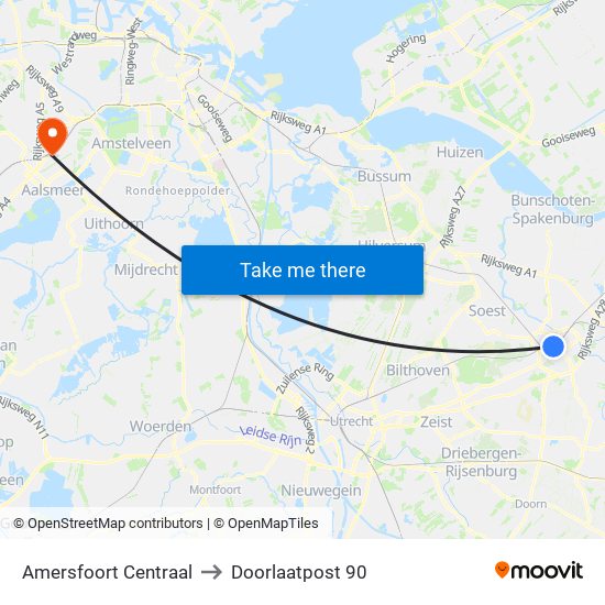 Amersfoort Centraal to Doorlaatpost 90 map