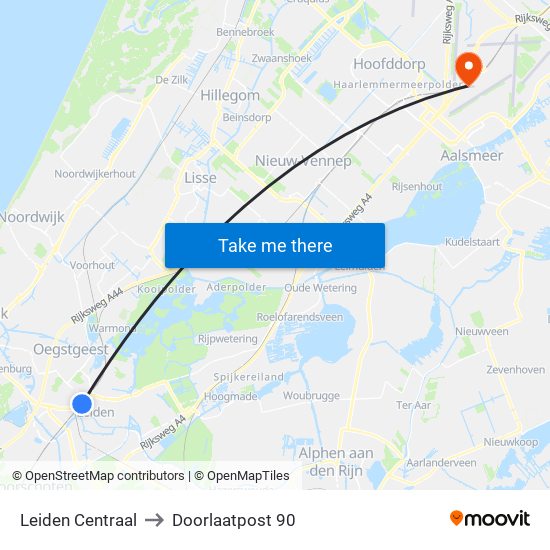 Leiden Centraal to Doorlaatpost 90 map