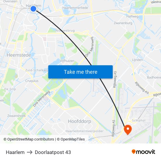 Haarlem to Doorlaatpost 43 map