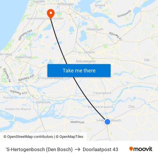 'S-Hertogenbosch (Den Bosch) to Doorlaatpost 43 map