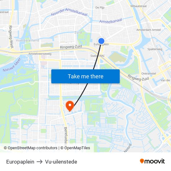 Europaplein to Vu-uilenstede map
