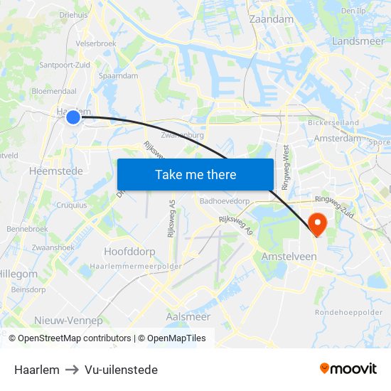 Haarlem to Vu-uilenstede map