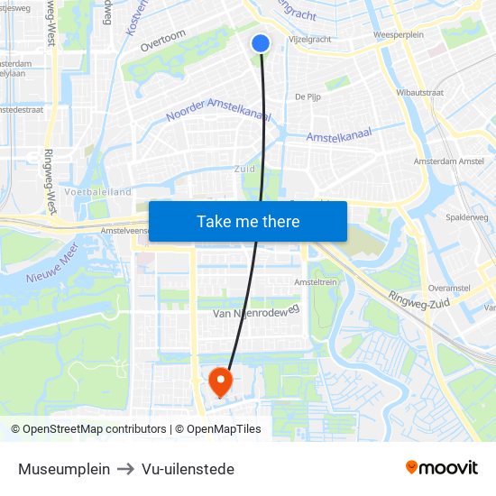 Museumplein to Vu-uilenstede map