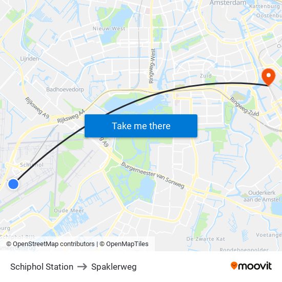 Schiphol Station to Spaklerweg map