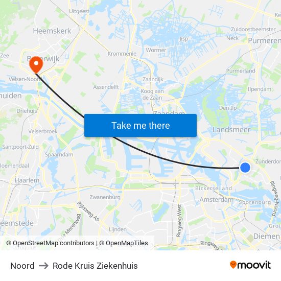 Noord to Rode Kruis Ziekenhuis map