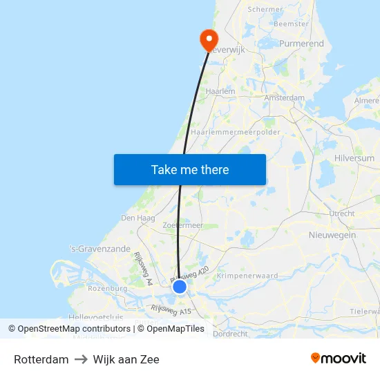 Rotterdam to Wijk aan Zee map