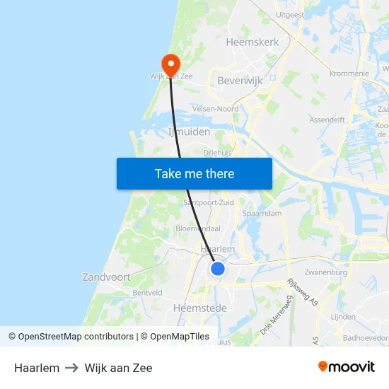 Haarlem to Wijk aan Zee map