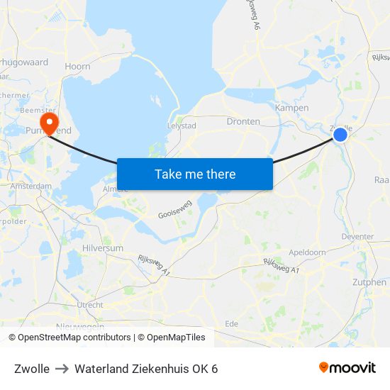 Zwolle to Waterland Ziekenhuis OK 6 map