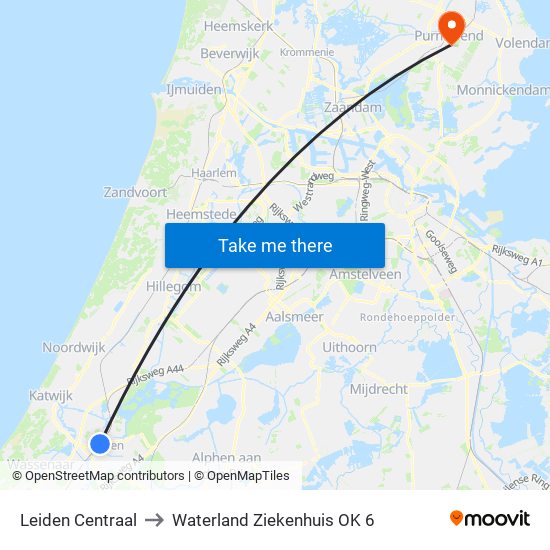 Leiden Centraal to Waterland Ziekenhuis OK 6 map