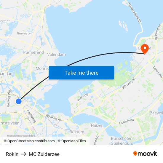 Rokin to MC Zuiderzee map