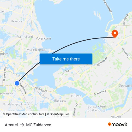 Amstel to MC Zuiderzee map