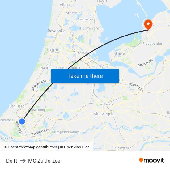 Delft to MC Zuiderzee map