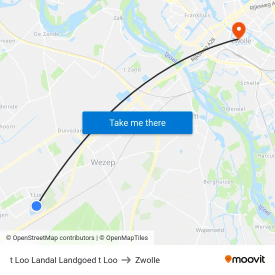 t Loo Landal Landgoed t Loo to Zwolle map