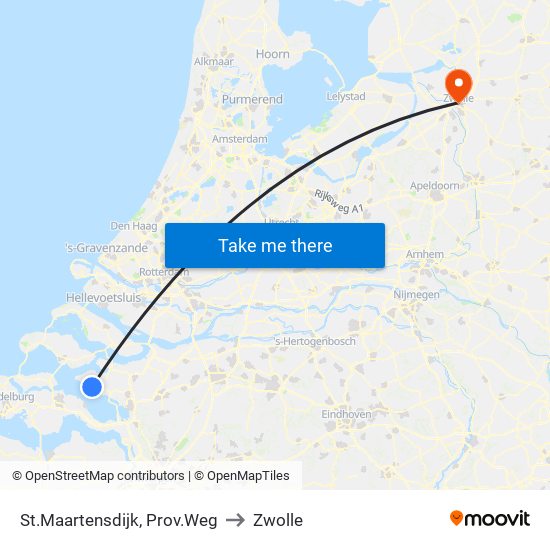 St.Maartensdijk, Prov.Weg to Zwolle map