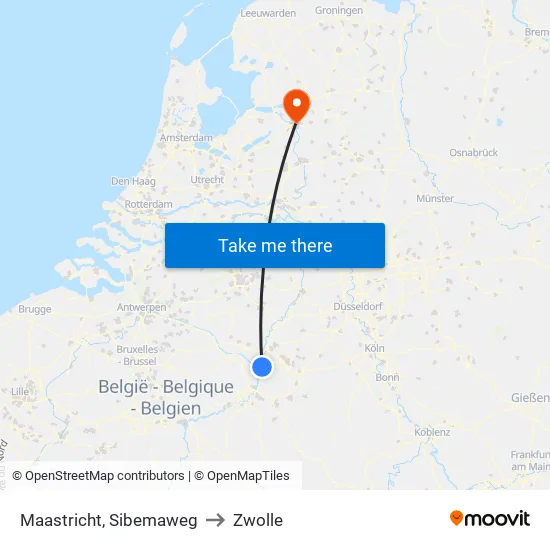 Maastricht, Sibemaweg to Zwolle map