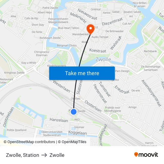 Zwolle, Station to Zwolle map