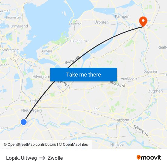 Lopik, Uitweg to Zwolle map