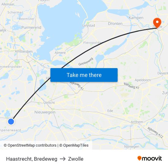 Haastrecht, Bredeweg to Zwolle map