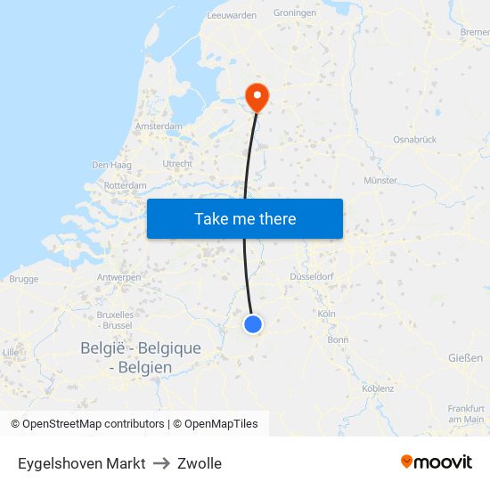 Eygelshoven Markt to Zwolle map