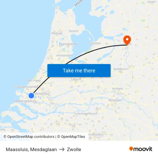 Maassluis, Mesdaglaan to Zwolle map