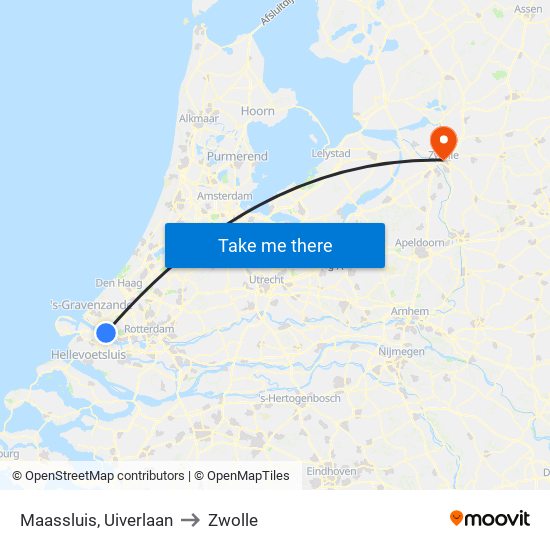 Maassluis, Uiverlaan to Zwolle map