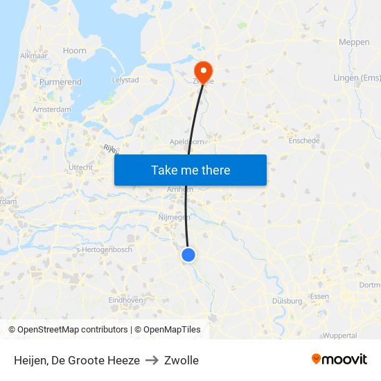 Heijen, De Groote Heeze to Zwolle map