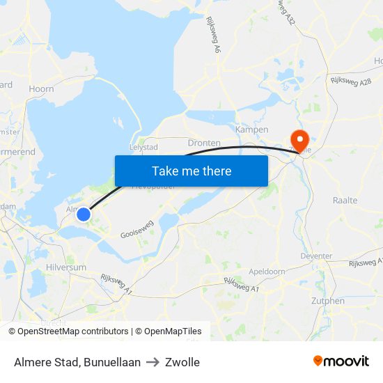 Almere Stad, Bunuellaan to Zwolle map