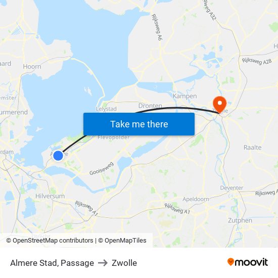 Almere Stad, Passage to Zwolle map