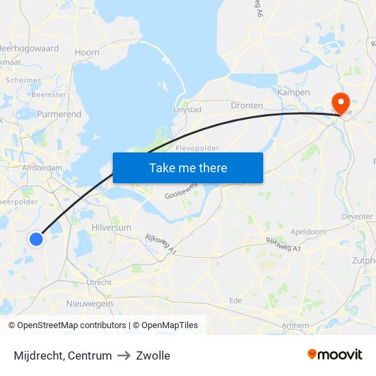 Mijdrecht, Centrum to Zwolle map