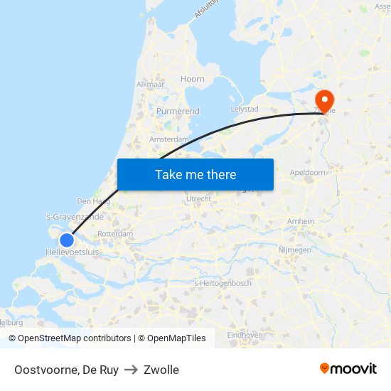 Oostvoorne, De Ruy to Zwolle map