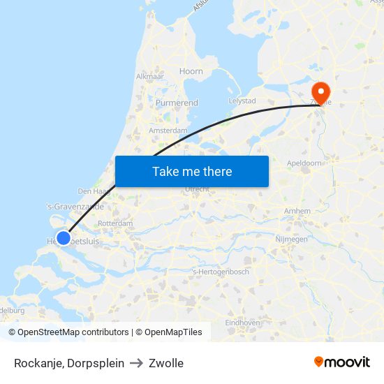 Rockanje, Dorpsplein to Zwolle map