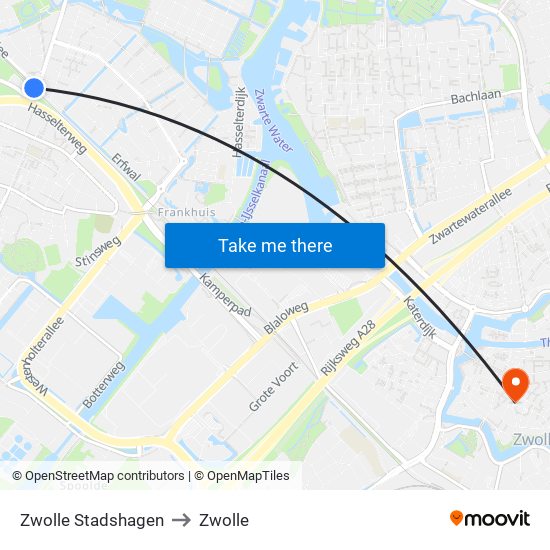 Zwolle Stadshagen to Zwolle map