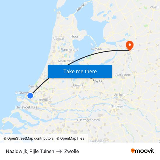 Naaldwijk, Pijle Tuinen to Zwolle map