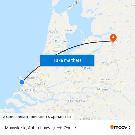 Maasvlakte, Antarcticaweg to Zwolle map