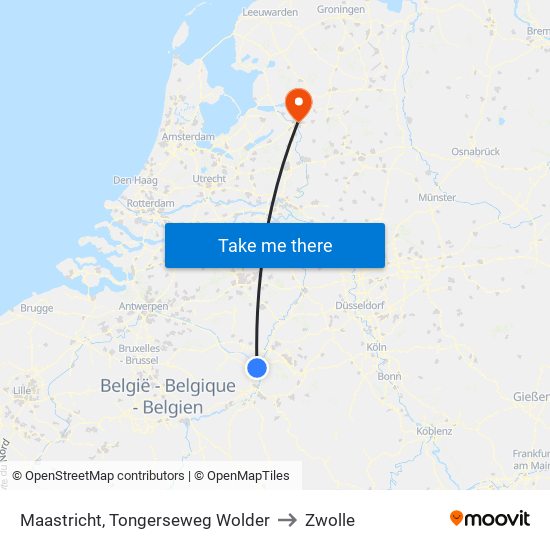 Maastricht, Tongerseweg Wolder to Zwolle map