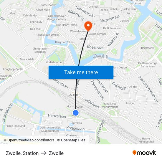 Zwolle, Station to Zwolle map