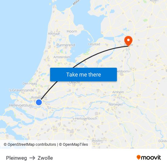 Pleinweg to Zwolle map
