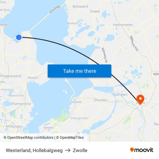 Westerland, Hollebalgweg to Zwolle map