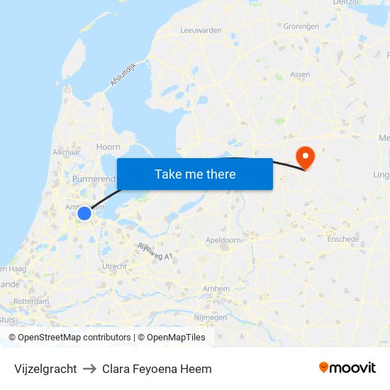 Vijzelgracht to Clara Feyoena Heem map