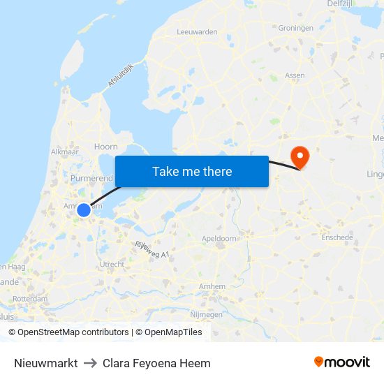 Nieuwmarkt to Clara Feyoena Heem map